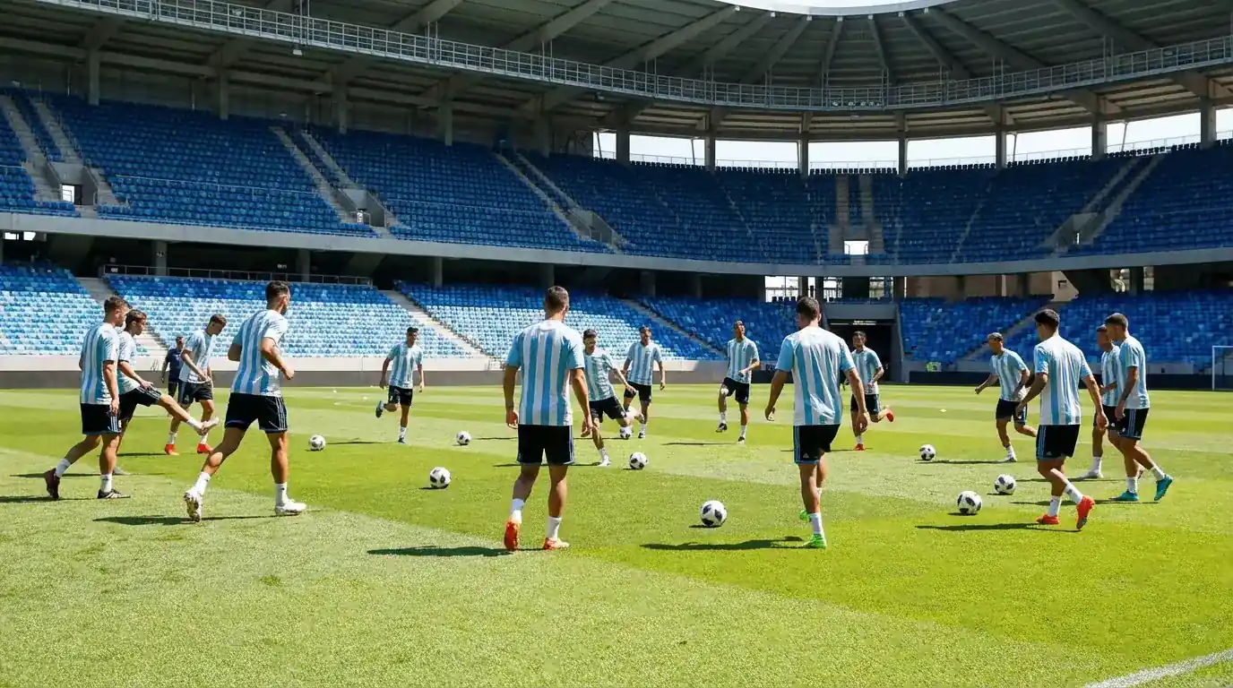 Argentina national football team squad on stadium pitch World Cup 2026